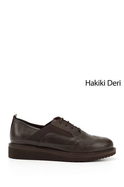 GÖNDERİ(R) Women's Brown Antique Lace-Up Padded Sole Genuine Leather Shoes