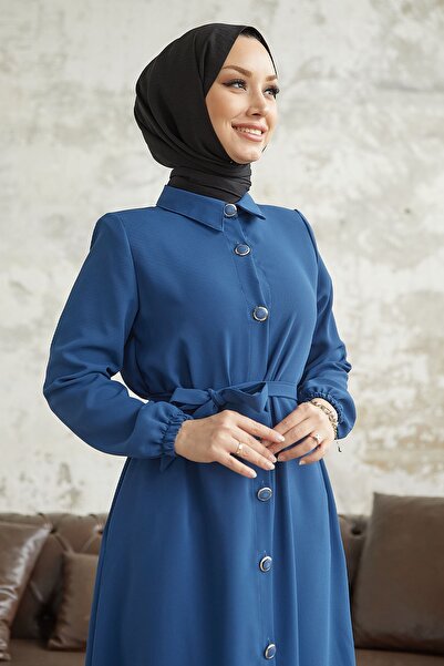 InStyle Linny Buttoned Shirt Golier Abaya - Indigo