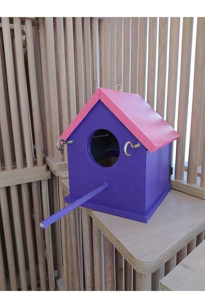 ncy Wooden Budgie Lovebird Bird House Folluk 15X15X20 cm