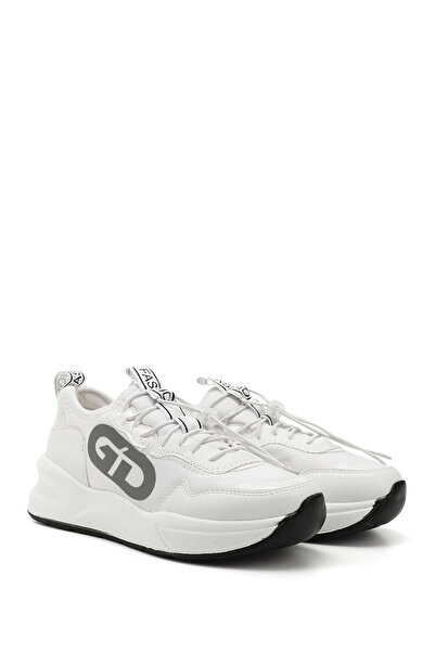 GÖNDERİ(R) Women's White Wedge Sole Knitwear Comfort Sneaker