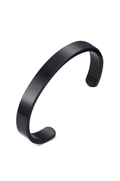 Chavin 8 Mm. Black Men's Steel Bracelet with Cuff Pattern - Ds82Sy