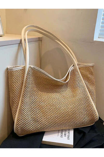 HONEY BAG Rose Mesh Braided Puppy Straw Women's Hand, Arm and Shoulder Bag