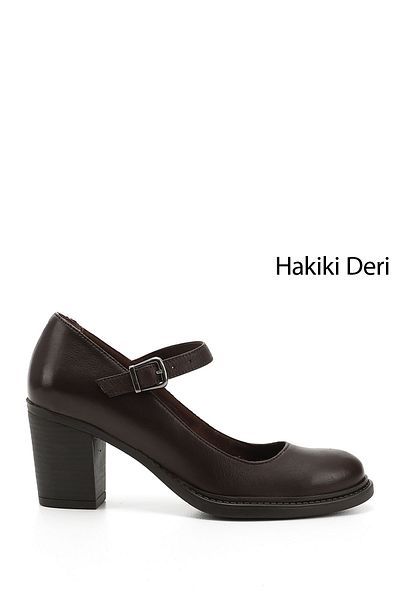 GÖNDERİ(R) Women / Girls Brown Antique Thick Heeled Mary Jane Genuine Leather Shoes