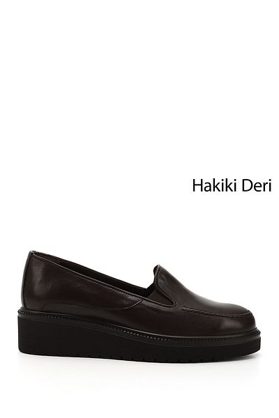 GÖNDERİ(R) Women's Brown Antique Wedge Sole Genuine Leather Shoes
