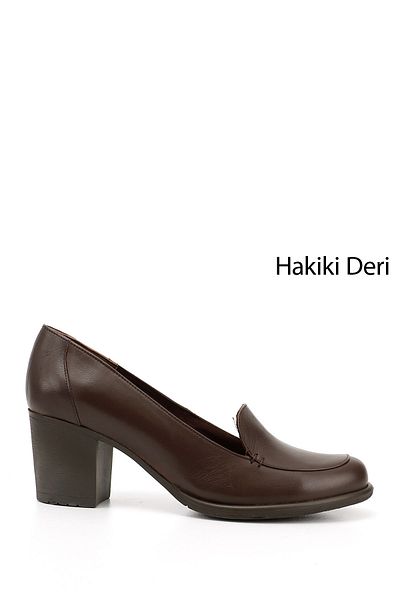 GÖNDERİ(R) Women's Brown Antique Medium Thick Heeled Genuine Leather Shoes