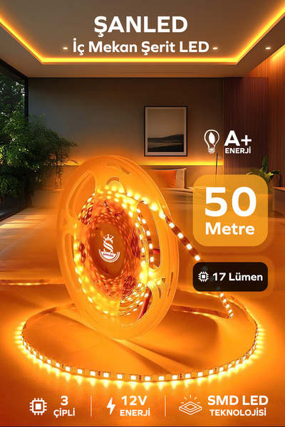 ŞANLED 3 Çipli Iç Mekan Şerit Led Tüm Mekanlar-(trafosuz) 5,10,20,30,40,50,100m