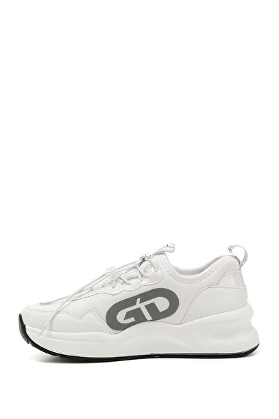 GÖNDERİ(R) Women's White Wedge Sole Knitwear Comfort Sneaker
