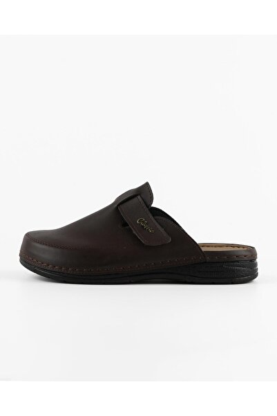 DR KLOMPA Men's Slippers Ms304 Brown Leather Sabo Slippers – Dusty Leather Collection