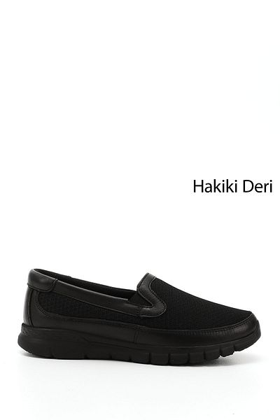 GÖNDERİ(R) Women / Girls Black Wedge Sole Genuine Leather Comfort Shoes