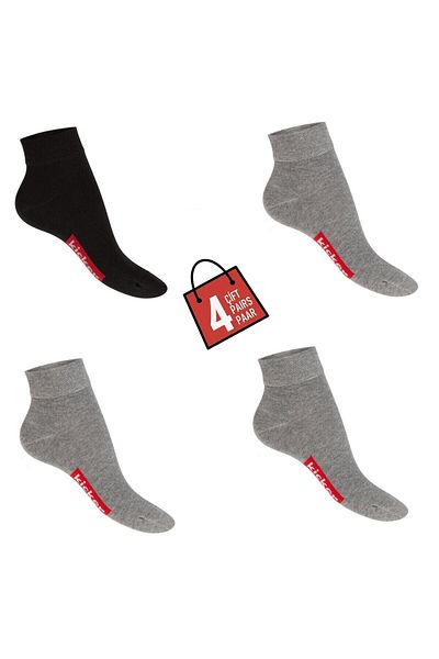 Happy Body 4-Pack Cotton Short Sports Socks for Boys and Girls - No-Squeezing Elastic, Seamless Toe