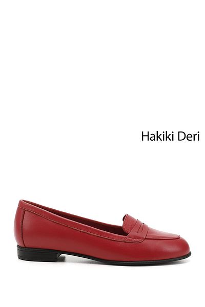 GÖNDERİ(R) Women/Girls Red Antique Genuine Leather Ballerinas