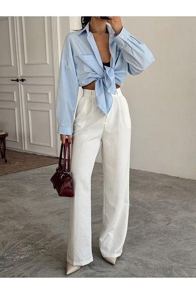 mydukkan.co My Palazzo Fabric Trousers White