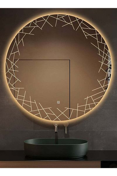 Taimi Round Bathroom Mirror LED Touch Light 3 Colors Lighting for Bathroom Bedroom Dressing Room 80cm