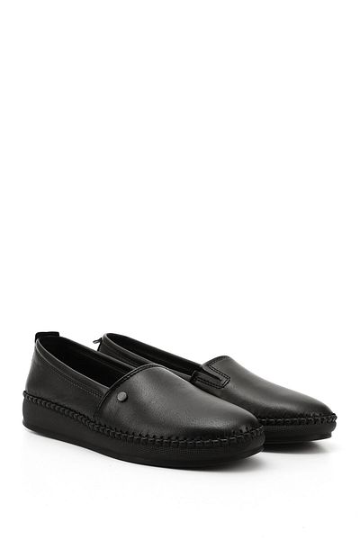 GÖNDERİ(R) Women/Girls Black Genuine Leather Comfort Shoes