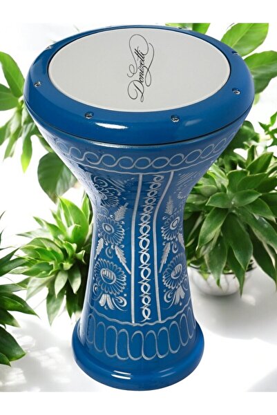 Donizetti Mavi Erzincan İşlemeli Mısır Çömlek Darbuka - Kılıf Hediyeli