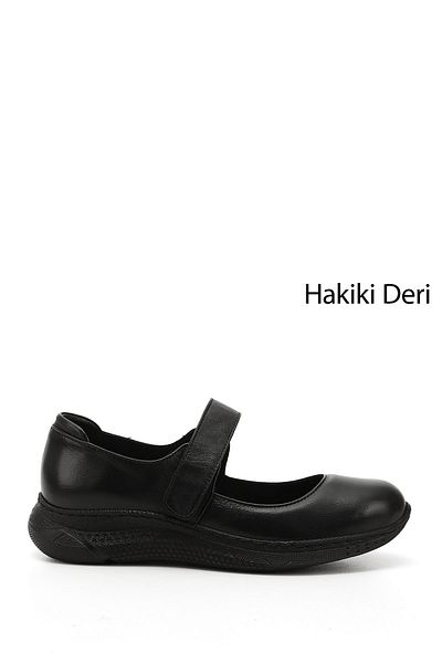 GÖNDERİ(R) Women / Girls Black Mary Jane Wedge Sole Genuine Leather Shoes