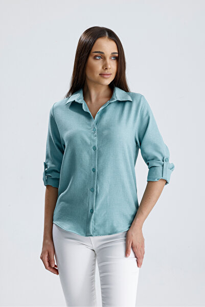 Sienza | Дамска широка базова риза - свободна кройка, риза с дълъг ръкав и ко...