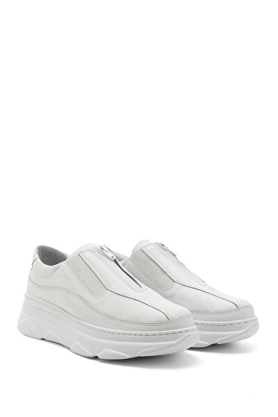 GÖNDERİ(R) Dámské bílé tenisky z pravé kůže s polstrovanou podrážkou na zip