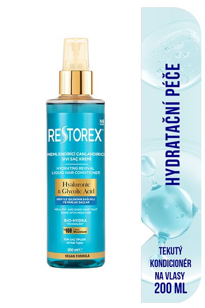 Restorex Hydratační tekutý kondicionér na vlasy - bez kyseliny hyaluronové a glykolové, bez sulfátů! 200 ml