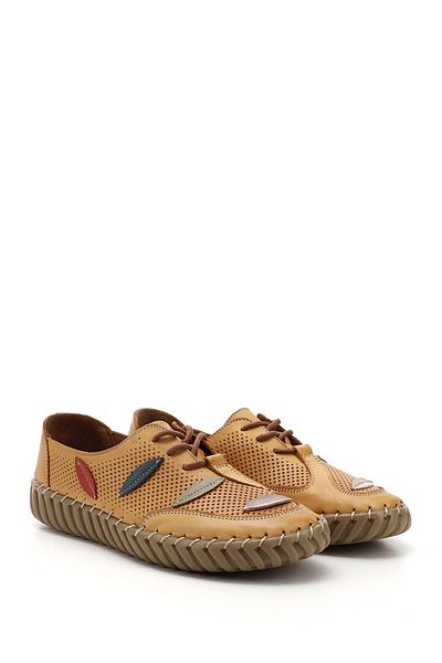 GÖNDERİ(R) Women / Girls Mustard Lace-Up Genuine Leather Comfort Shoes