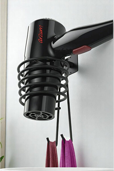 Magic Objects Yapışkanlı Banyo Saç Kurutma Makinesi Askısı | Siyah Fön Makine...