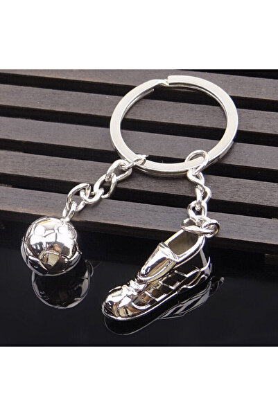 Universal 3D Metallic Keychain with Football Shoes and Ball Model