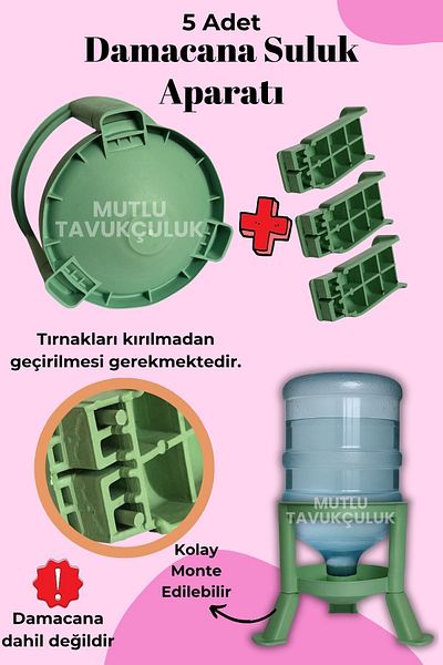 MUTLU TAVUKÇULUK 5 Pieces Automatic Bottle Compatible Apparatus Chicken Waterer Pigeon Waterer Turkey Goose Bird Duck Pheasant Quail