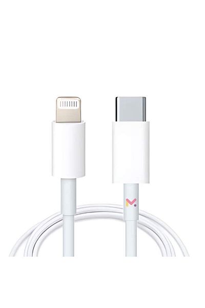 Evelise Set of 2 Data and Charging Cables, 1 x Type-C / Lightning and 1 x USB / Lightning, White, 2A, 1 M