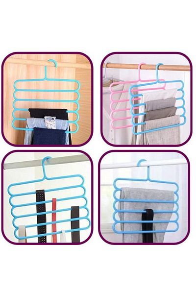 Evelise Mercaton Set, 12 Multifunctional Plastic Hangers with 5 Positions for Clothes and Accessories