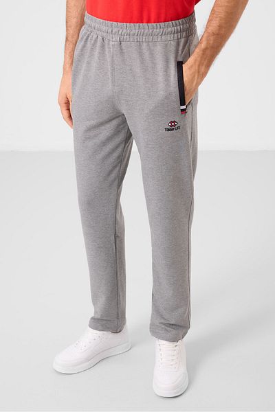 TOMMY LIFE Γκρι MElangE Μαύρο ανδρικό παντελόνι - ZippErEd and PockEtEd, Skinny Fit - 84649