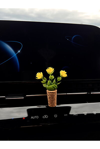 Mi-ÇA HOME زخرفة مكيف هواء السيارة الصغيرة المزخرفة |   عطر سيارة مصنوع يدويًا على شكل زهرة الفطر |   موزع (بدون رائحة) أصفر