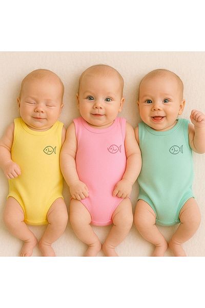 CEMRE BEBE 3 Pieces Monthly and Year Old Cotton Snap-On Bodysuit for Girls and Boys Baby Snap-On Bodysuit