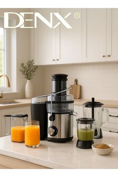 Denx Dx3217 4-in-1 Multifunction Juicer And Blender With 3 Glass Jars, Powerful 4000w Motor