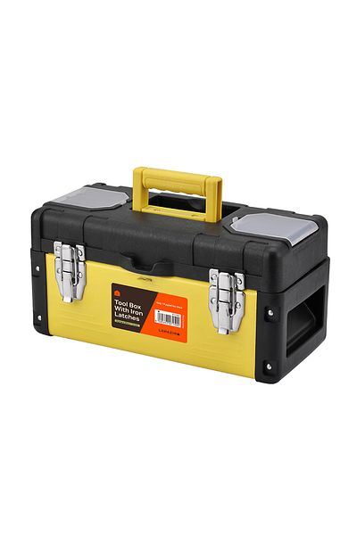 Lawazim Tool Box with Iron Latches -14inch- Durable and Portable Toolbox with Removable Tray