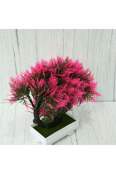 Evelise Set of 2 Decorative Artificial Bonsai in Pots, 1 Purple and 1 Pink, 28 cm
