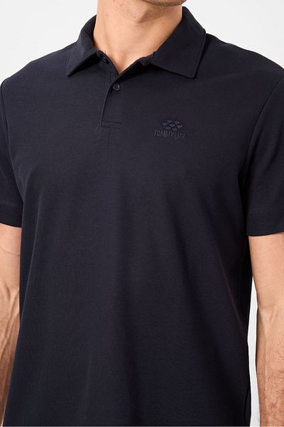 TOMMY LIFE Ανδρικό μπλουζάκι Navy Blue Standard Fit Basic Polo Neck - 87748