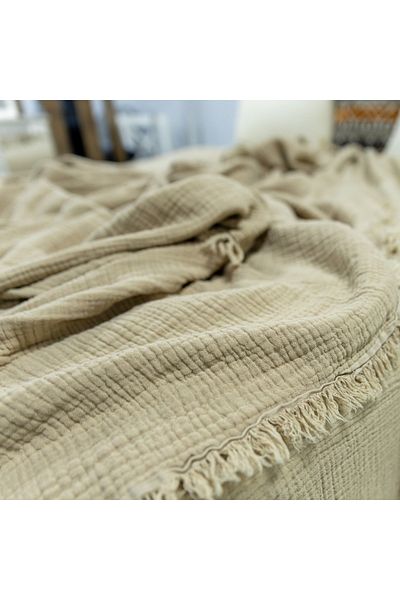 OTEXSA Stone Color Muslin Bedspread - 4 Layers, (200X220)