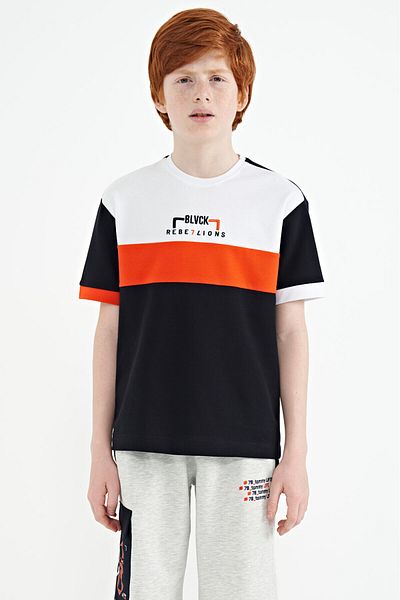 TOMMY LIFE Тъмносиня преходна бродирана тениска за момче - 11159