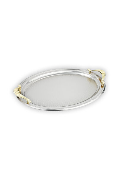 Schafer Ela 2 li Oval Çay Tepsisi-Platin01