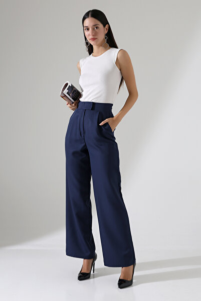 Berel Moda Штани Palazzo з застібками та кишенями - Синій