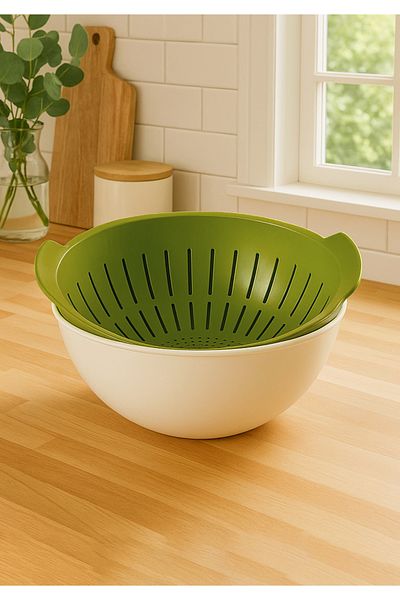 HOMİNG Salad Fruit and Vegetable Strainer Set with Green Homing Bowl in 1 - 241671
