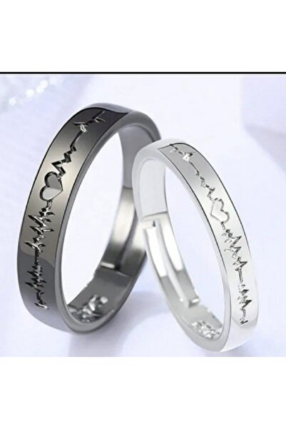 İnci Kalp ritimli çift yüzükleri