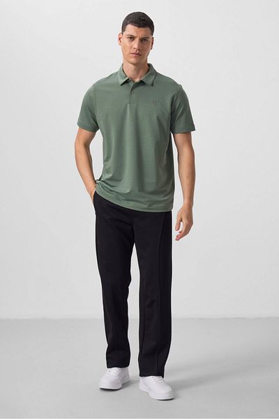 TOMMY LIFE Ανδρικό μπλουζάκι με ανοιχτό πράσινο Standard Fit Basic Polo Neck - 87768
