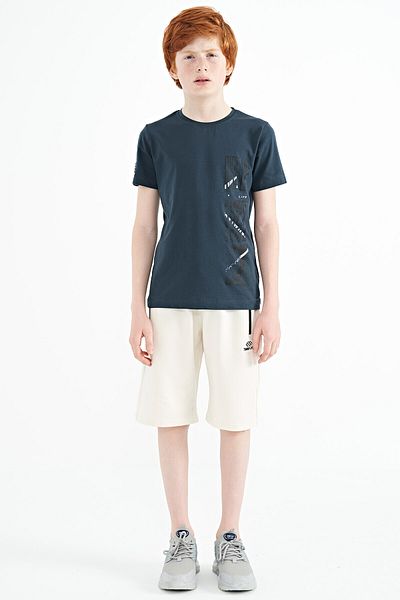 TOMMY LIFE Tricou pentru băiat, cu detaliu, cu imprimeu verde pădure, cu decolteu în formă standard - 11104