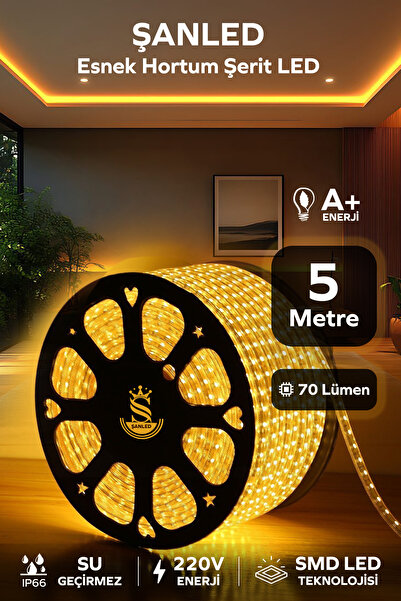 ŞANLED Hortum Esnek Şerit Led Beyaz ,mavi,günışığı,amber Rengi + 220v Fiş/2,3...