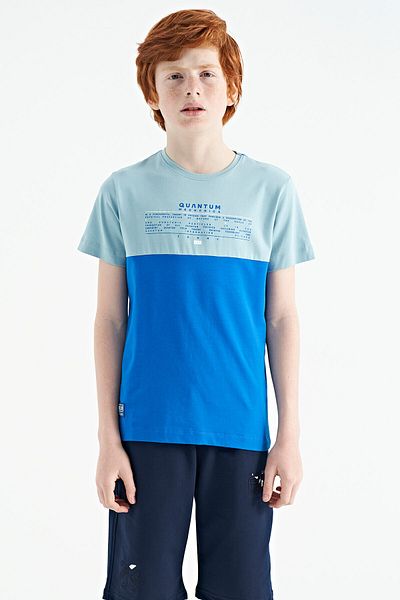 TOMMY LIFE Saks Text Printed Color Block Standard Mold O Neck T-shirt για αγόρι - 11134