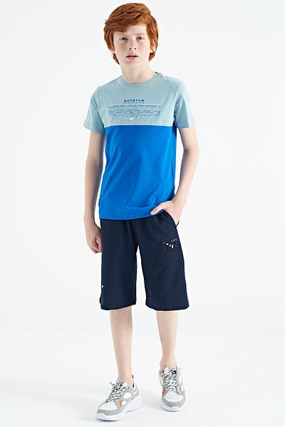 TOMMY LIFE Saks Text Printed Color Block Standard Mold O Neck T-shirt για αγόρι - 11134