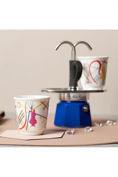 Bialetti Mini Express Mokapot Kandinsky + 2 Espresso Cups