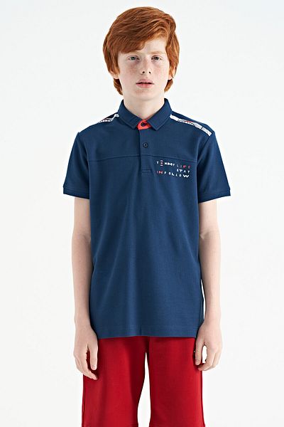 TOMMY LIFE Μπλουζάκι για αγόρι με λαιμόκοψη με τυπική εφαρμογή Indigo Print - 11140