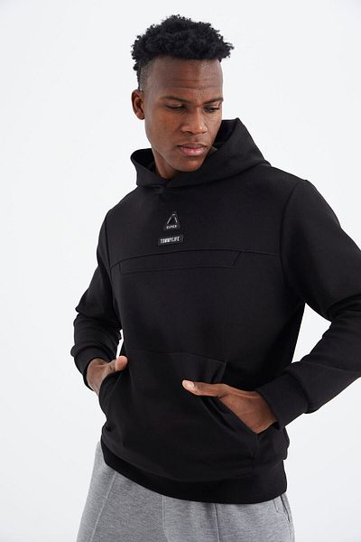 TOMMY LIFE Ανδρικό φούτερ με μαύρη κουκούλα με λεπτομέρεια Comfortable Fit - 88296